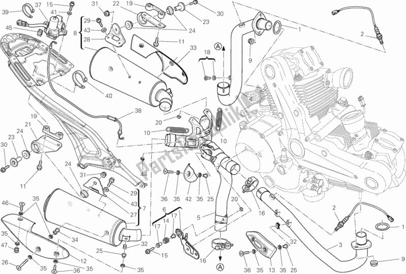 Toutes les pièces pour le Système D'échappement du Ducati Monster 796 ABS 2013